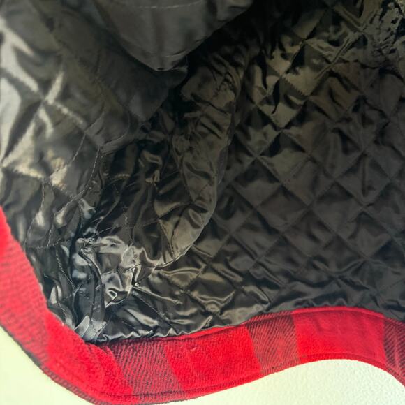 Gap Buffalo Plaid Jacket Womens XL Red Black Faux Fur Trim Boxy Cropped Bomber - Picture 6 of 8